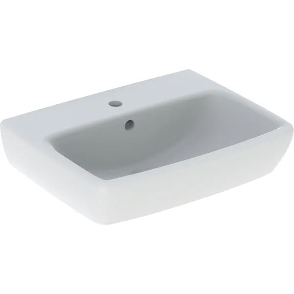 Geberit Selnova Square Cloakroom Basin With Overflow - 450mm x 350mm - 2 Tap Hole - White