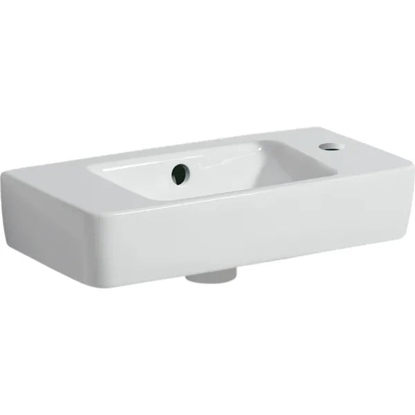 Geberit Selnova Compact Wall Hung Basin With Overflow And With Shelf Surface - 500mm x 250mm -  1 Tap Hole On Right - White