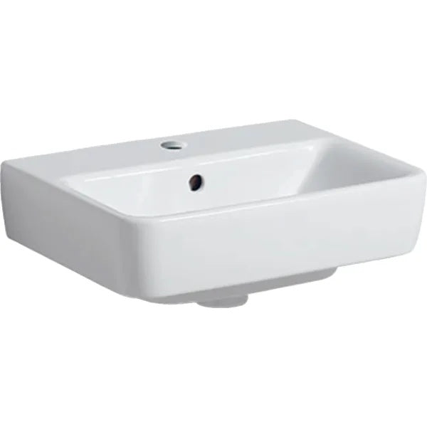 Geberit Selnova Compact Wall Hung Basin With Overflow - 450mm x 340mm -  1 Tap Hole - White