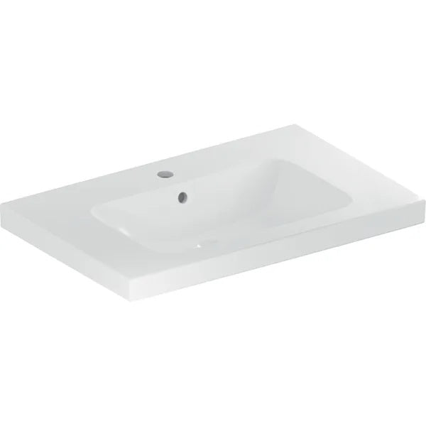 Geberit iCon Vanity Basin with Overflow & Shelf - 750mm - 1 Tap Hole - White