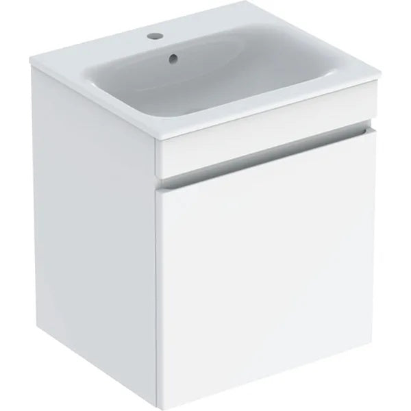 Geberit Renova Plan 1 Drawer Wall Hung Vanity Unit With Slim Rim Basin - 550mm Wide - 1 Tap Hole - Gloss White