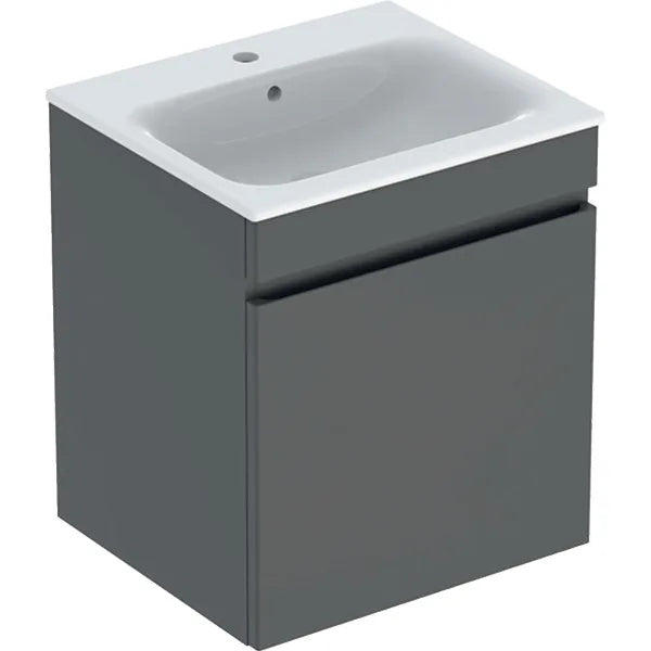 Geberit Renova Plan 1 Drawer Wall Hung Vanity Unit With Slim Rim Basin - 550mm Wide - 1 Tap Hole - Matt Lava