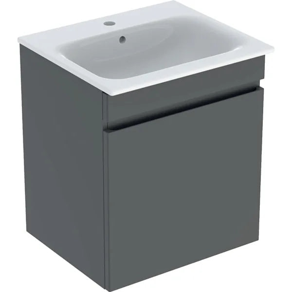 Geberit Renova Plan 1 Drawer Wall Hung Vanity Unit With Slim Rim Basin - 600mm Wide - 1 Tap Hole - Matt Lava