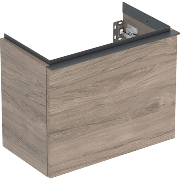 Geberit iCon 1 Drawer Wall Hung Vanity Unit - 530mm- Hickory Wood-Texture Body/Lava Matt Handle