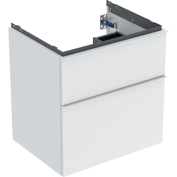Geberit iCon 2 Drawer Wall Hung Vanity Unit - 600mm- White Matt Body/White Matt Handle