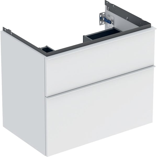 Geberit iCon 2 Drawer Wall Hung Vanity Unit - 750mm- White Matt Body/White Matt Handle
