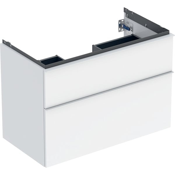 Geberit iCon 2 Drawer Wall Hung Vanity Unit - 900mm- White Gloss Body/White Matt Handle