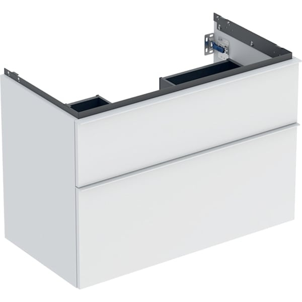 Geberit iCon 2 Drawer Wall Hung Vanity Unit - 900mm- White Matt Body/White Matt Handle