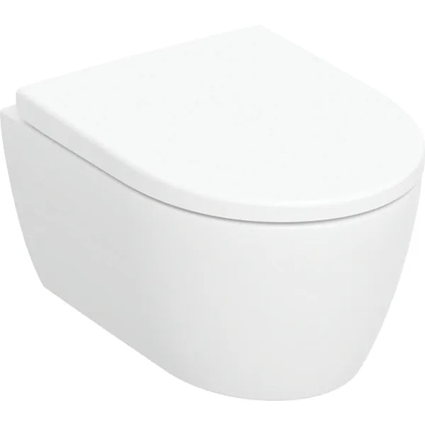 Geberit iCon Deep-Flush Wall Hung Toilet with Soft Close Toilet Seat - White