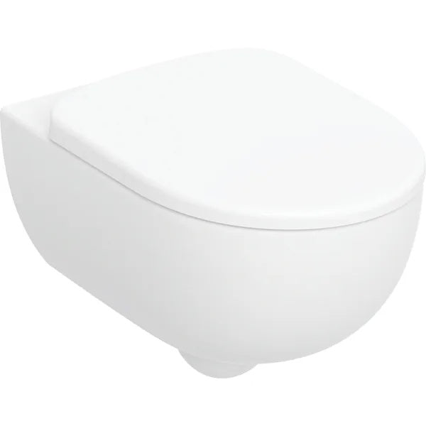 Geberit Selnova Premium Shrouded Rimless Wall Hung Toilet Pan With Quick Release Soft Close Seat - White