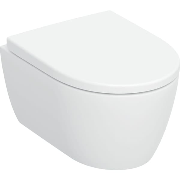 Geberit iCon TurboFlush Compact Wall Hung Toilet & Soft-Close Seat - White