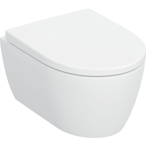 Geberit iCon TurboFlush Compact Wall Hung Toilet & Soft-Close Seat - Satin White