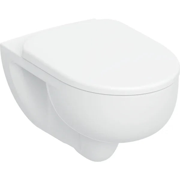 Geberit Selnova Turbo Flush Wall Hung Toilet Pan With Quick Release Soft Close  Seat - White