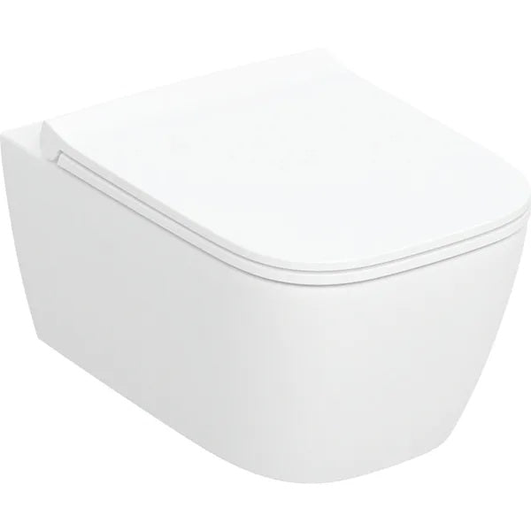 Geberit Smyle Turbo Flush Wall Hung Toilet Pan With Sandwich Soft Close Seat - White