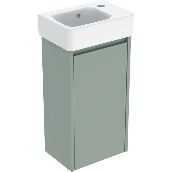 Geberit Selnova Wall Hung Cloakroom Vanity Unit With Basin - 360mm Wide - 1 Tap Hole - Sage Green Silk Matt
