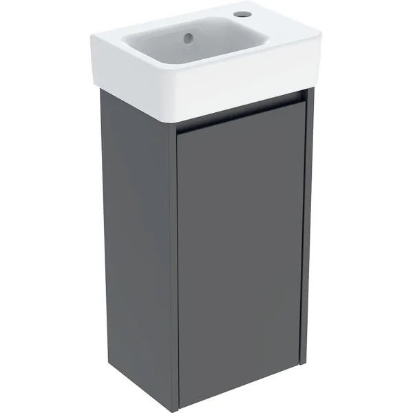 Geberit Selnova Wall Hung Cloakroom Vanity Unit With Basin - 360mm Wide - 1 Tap Hole - Lava Silk Matt