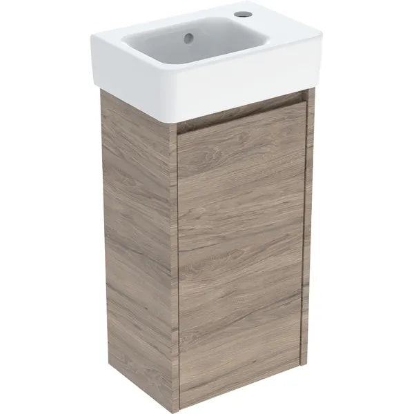 Geberit Selnova Wall Hung Cloakroom Vanity Unit With Basin - 360mm Wide - 1 Tap Hole - Hickory Melamine
