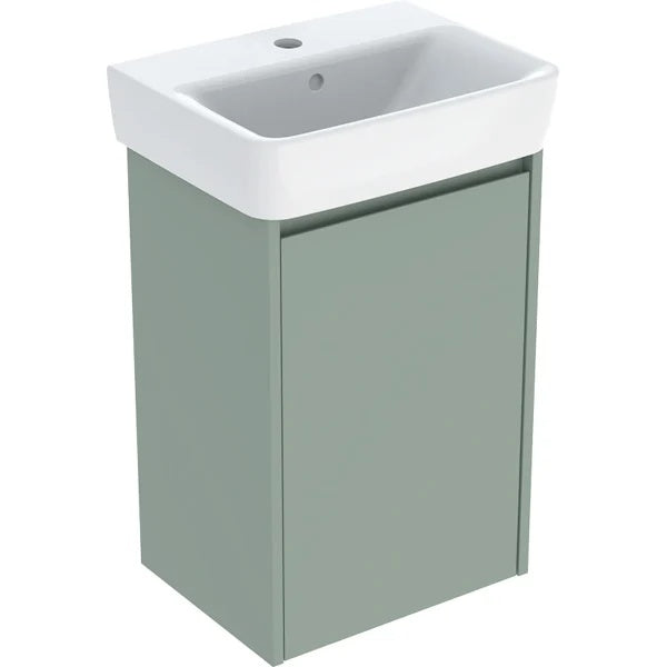Geberit Selnova Wall Hung Cloakroom Vanity Unit With Basin - 450mm Wide - 1 Tap Hole - Sage Green Silk Matt