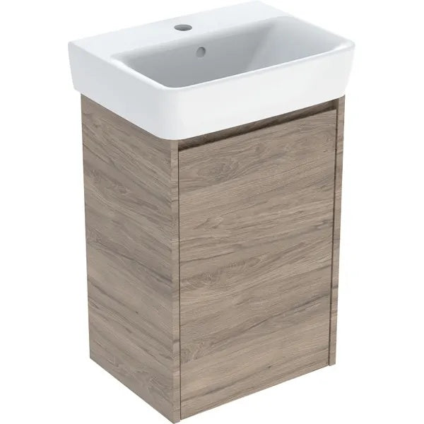 Geberit Selnova Wall Hung Cloakroom Vanity Unit With Basin - 450mm Wide - 1 Tap Hole - Hickory Melamine