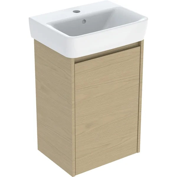 Geberit Selnova Wall Hung Cloakroom Vanity Unit With Basin - 450mm Wide - 1 Tap Hole - Oak Melamine