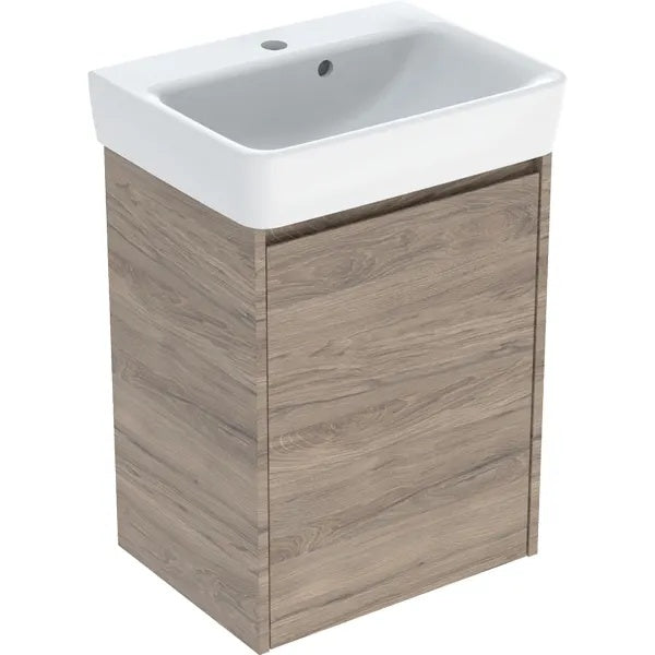 Geberit Selnova Wall Hung Cloakroom Vanity Unit With Basin - 500mm Wide - 1 Tap Hole - Hickory Melamine