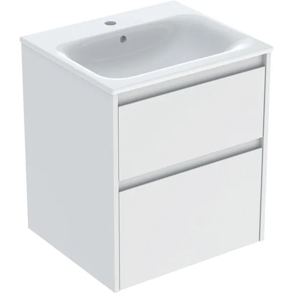 Geberit Selnova 2 Drawer Wall Hung Vanity Unit With Basin - 550mm Wide - Matt White Silk