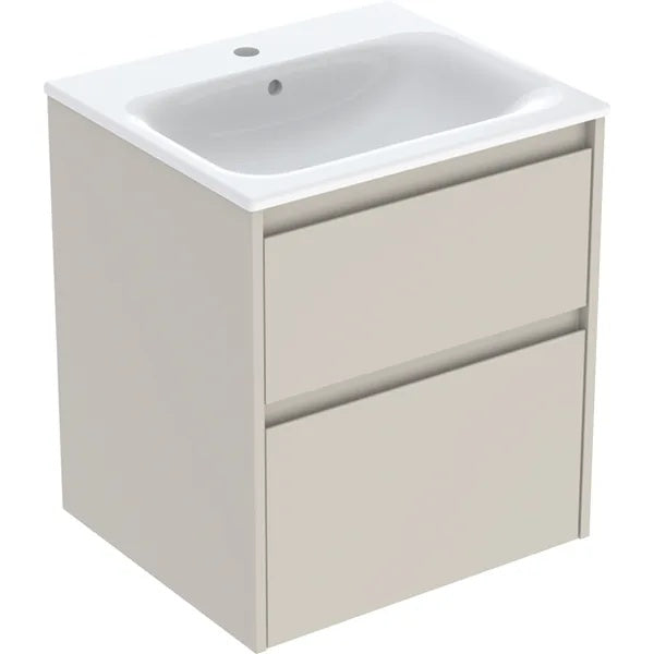 Geberit Selnova 2 Drawer Wall Hung Vanity Unit With Basin - 550mm Wide - Sand Silk Matt