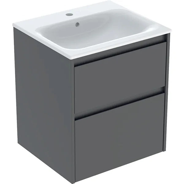 Geberit Selnova 2 Drawer Wall Hung Vanity Unit With Basin - 550mm Wide - Lava Silk Matt