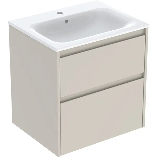 Geberit Selnova 2 Drawer Wall Hung Vanity Unit With Basin - 600mm Wide - Sand Silk Matt