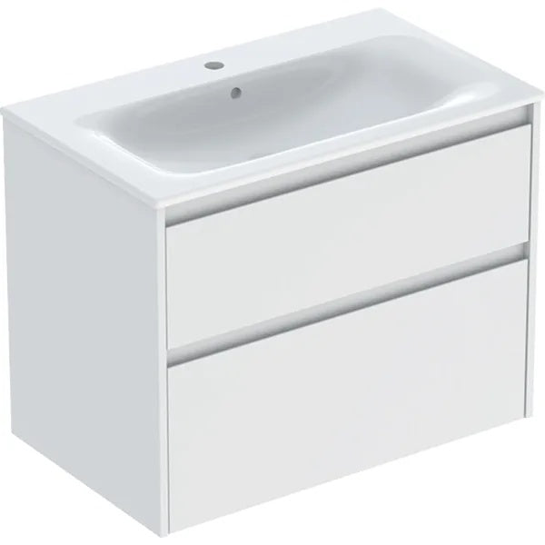 Geberit Selnova 2 Drawer Wall Hung Vanity Unit With Basin - 800mm Wide - Matt White Silk