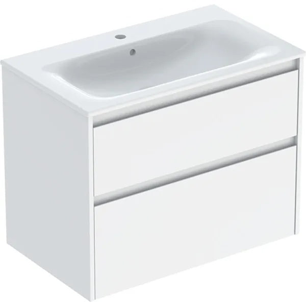 Geberit Selnova 2 Drawer Wall Hung Vanity Unit With Basin - 800mm Wide - Gloss White Silk