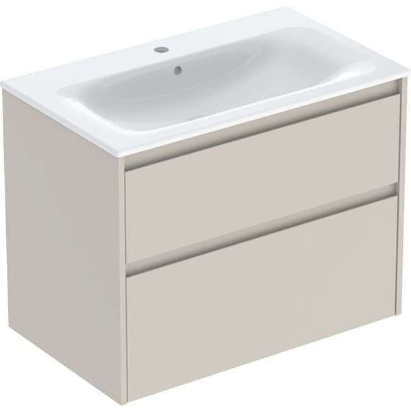 Geberit Selnova 2 Drawer Wall Hung Vanity Unit With Basin - 800mm Wide - Sand Silk Matt