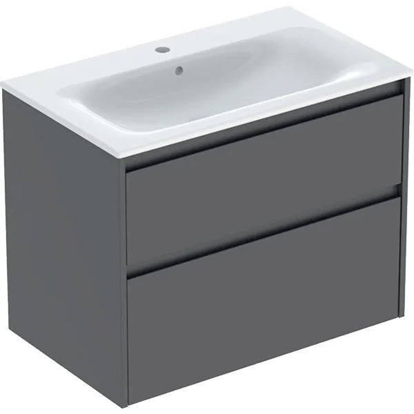 Geberit Selnova 2 Drawer Wall Hung Vanity Unit With Basin - 800mm Wide - Lava Silk Matt