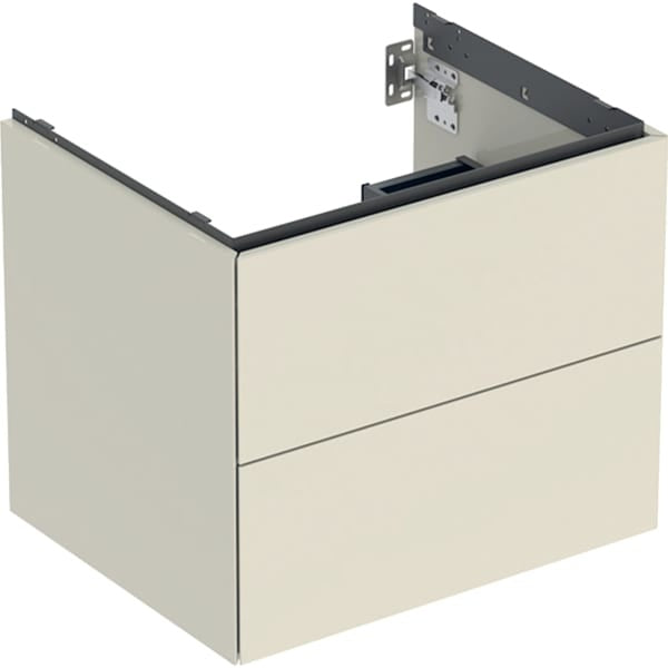 Geberit One 2 Drawer Wall Hung Vanity Unit - 600mm - High Gloss Sand Grey