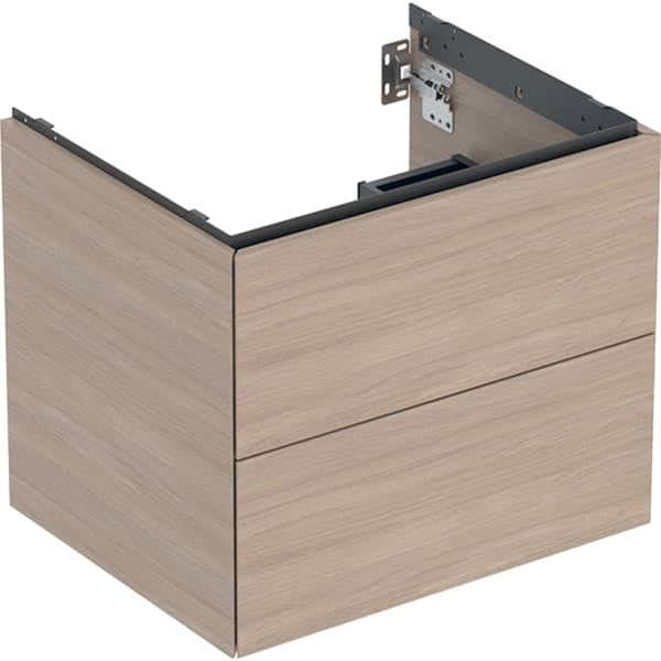 Geberit One 2 Drawer Wall Hung Vanity Unit - 600mm - Wood-Texture Oak