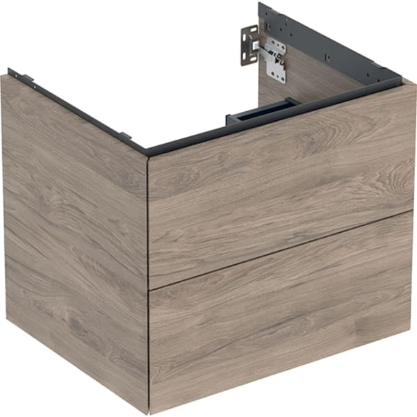 Geberit One 2 Drawer Wall Hung Vanity Unit - 600mm - Wood-Texture Hickory