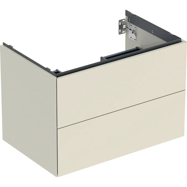 Geberit One 2 Drawer Wall Hung Vanity Unit - 750mm - High Gloss Sand Grey