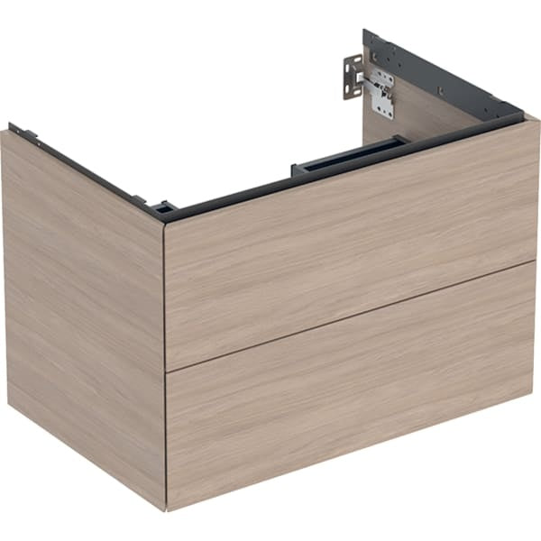 Geberit One 2 Drawer Wall Hung Vanity Unit - 750mm - Wood-Texture Oak