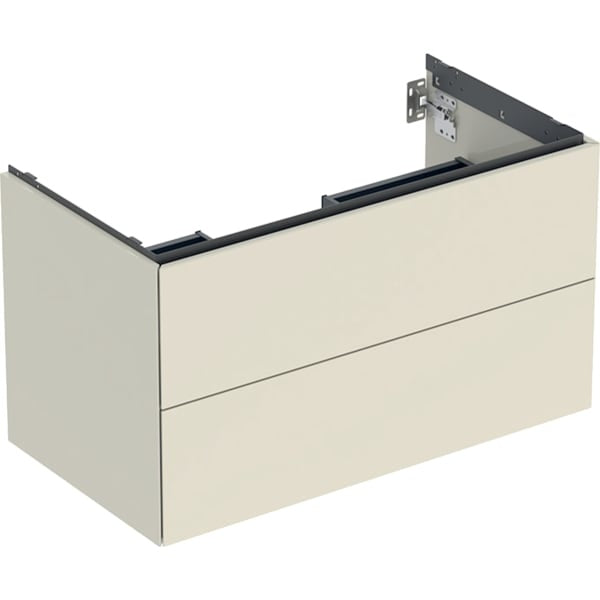 Geberit One 2 Drawer Wall Hung Vanity Unit - 900mm - High Gloss Sand Grey