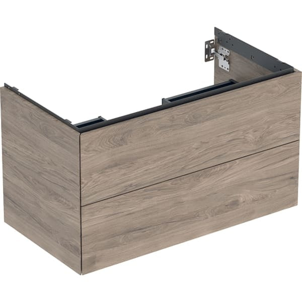 Geberit One 2 Drawer Wall Hung Vanity Unit - 900mm - Wood-Texture Hickory