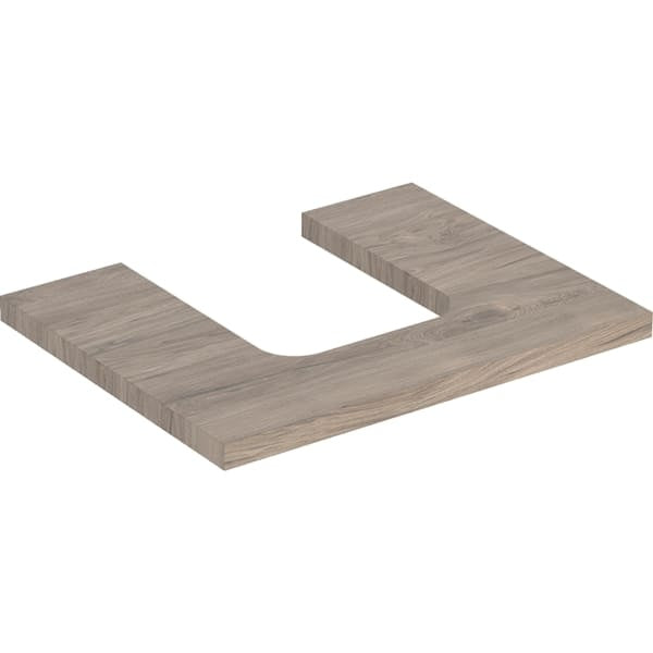 Geberit One Central Cut-out Worktop - 600mm - Wood Texture Oak
