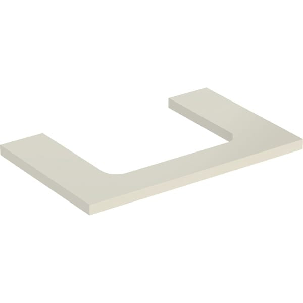 Geberit One Central Cut-out Rectangular Worktop - 750mm - Gloss Sand Grey