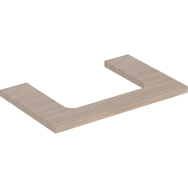 Geberit One Central Cut-out Rectangular Worktop - 750mm - Wood Texture Oak