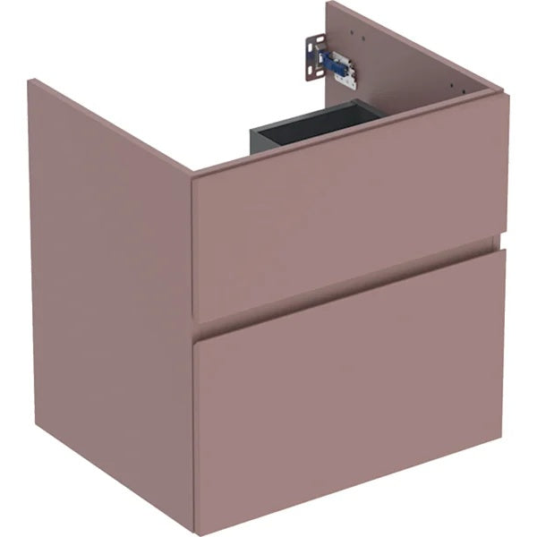 Geberit Aniara 2 Drawer Wall Hung Vanity Unit - 600mm Wide - Rusty Red Matt Silk