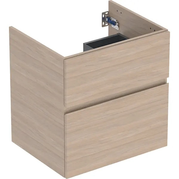 Geberit Aniara 2 Drawer Wall Hung Vanity Unit - 600mm Wide - Oak Melamine