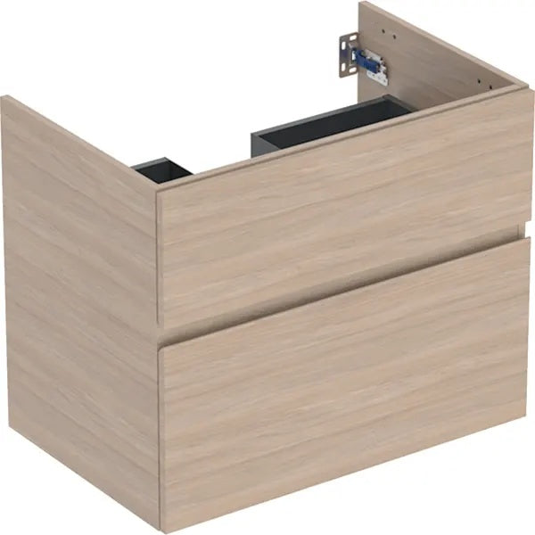 Geberit Aniara 2 Drawer Wall Hung Vanity Unit - 750mm Wide - Oak Melamine