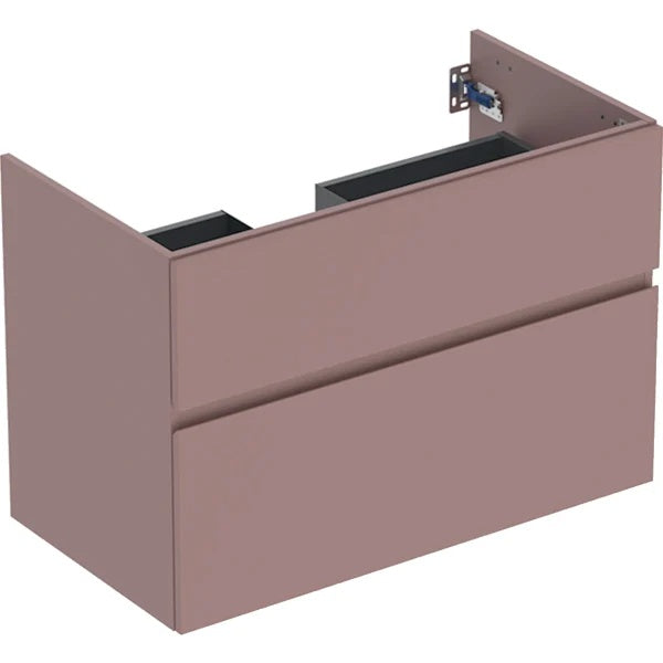 Geberit Aniara 2 Drawer Wall Hung Vanity Unit - 900mm Wide - Rusty Red Matt Silk