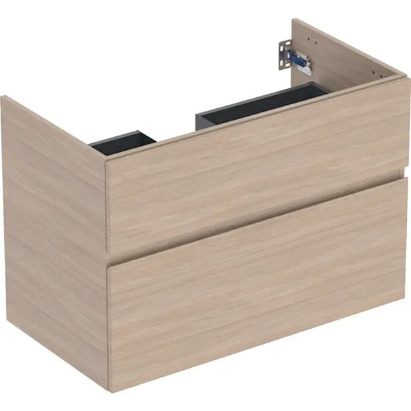 Geberit Aniara 2 Drawer Wall Hung Vanity Unit - 900mm Wide - Oak Melamine