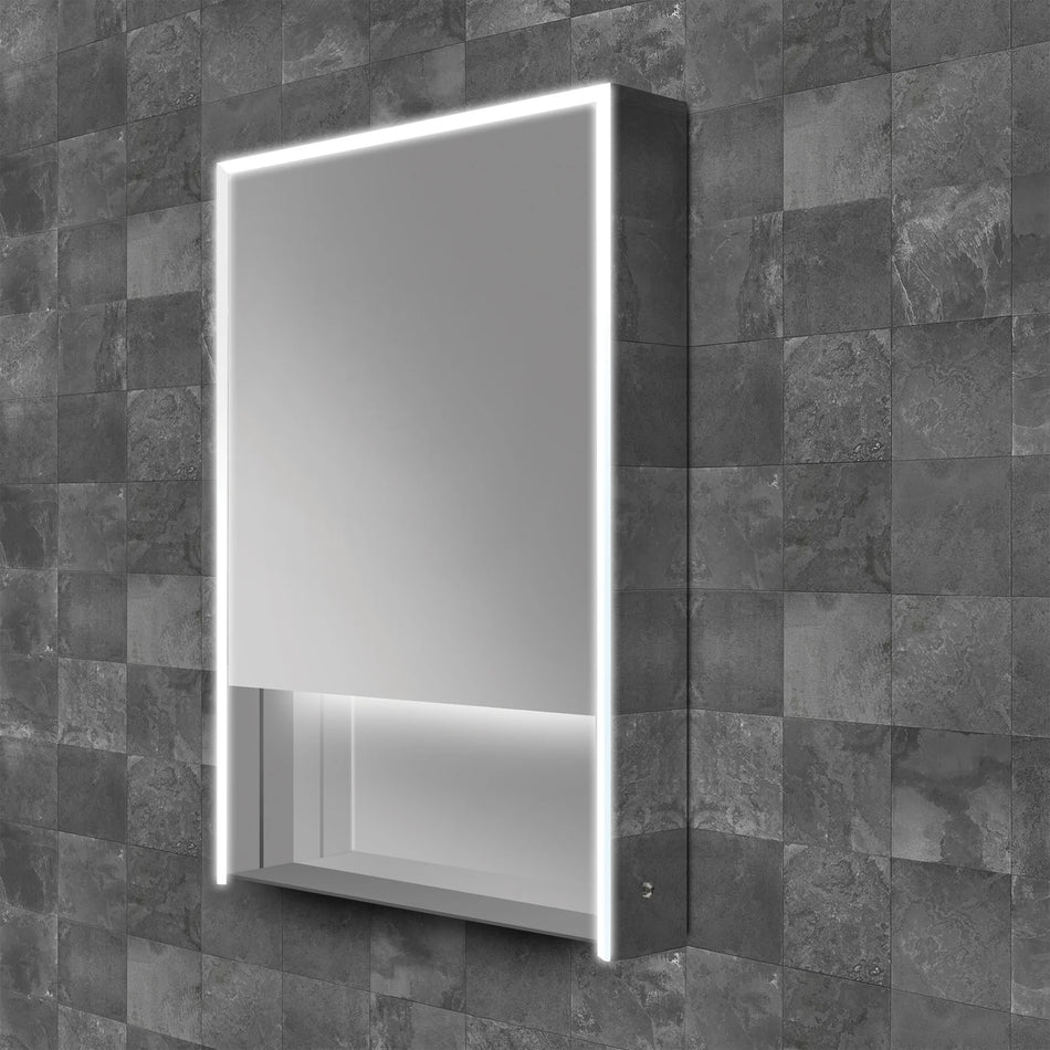 HIB Verve Illuminated Bathroom Mirrored Cabinet - Silver