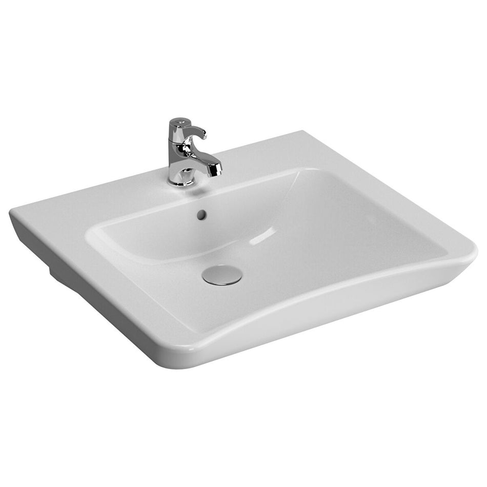 Vitra S20 Wall Hung Basin - 600mm Wide - 1 Tap Hole - White